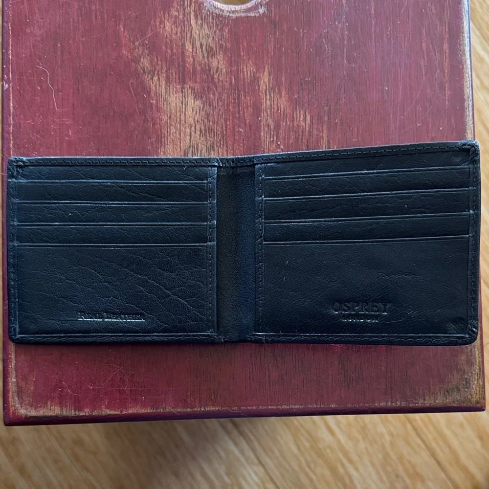 OSPREY Black Leather Bi-Fold Card & Key Holder Wallet